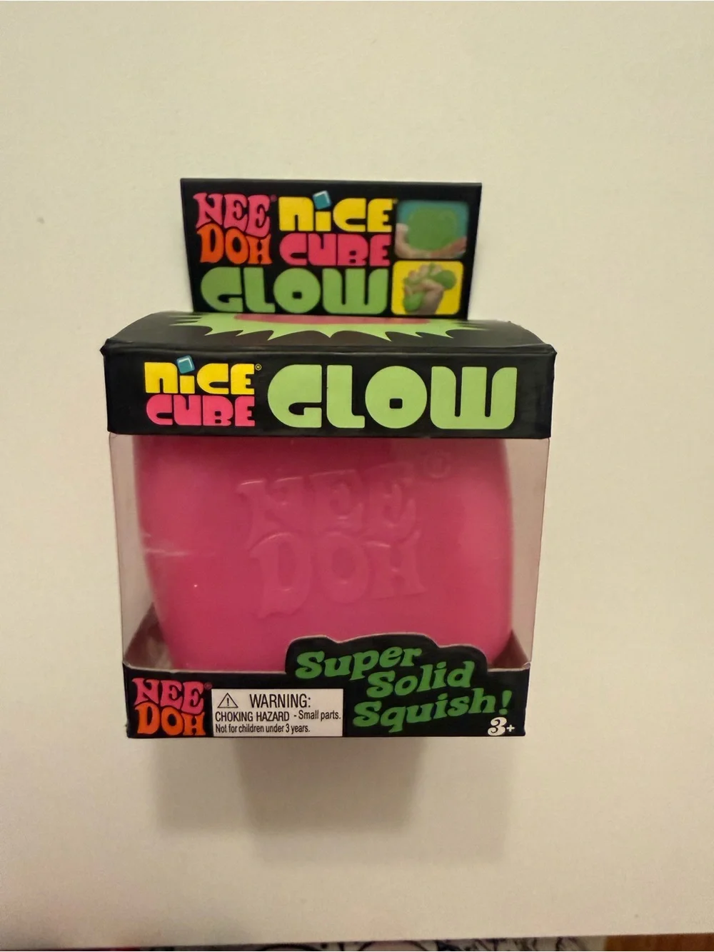 Nee Doh Nice Cube Glow Super Solid Squish - Pink